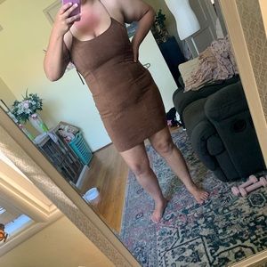 Brown suede Bodycon dress